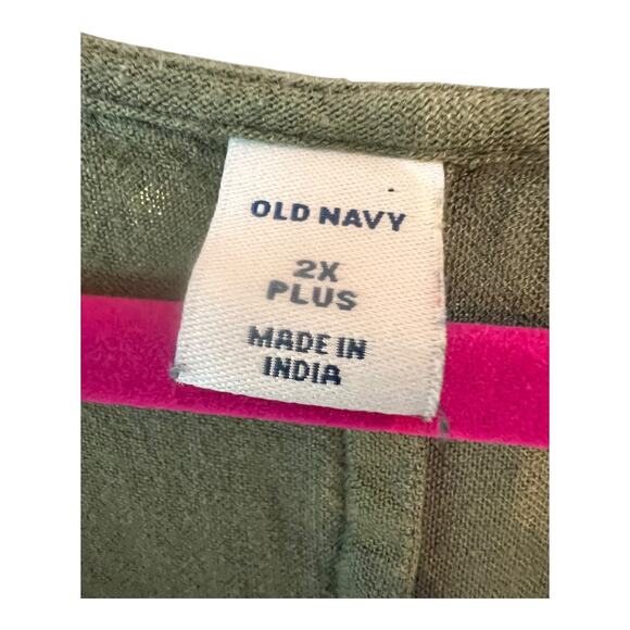 Old Navy Army Green Linen Blend Button Front Romper Jumpsuit Size 2XL - Picture 3 of 13